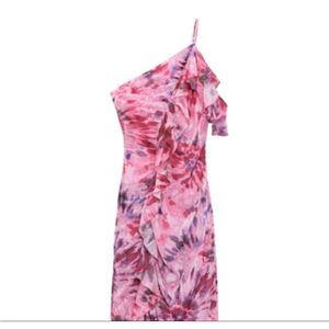 NWT Zara ruffles pink print dress